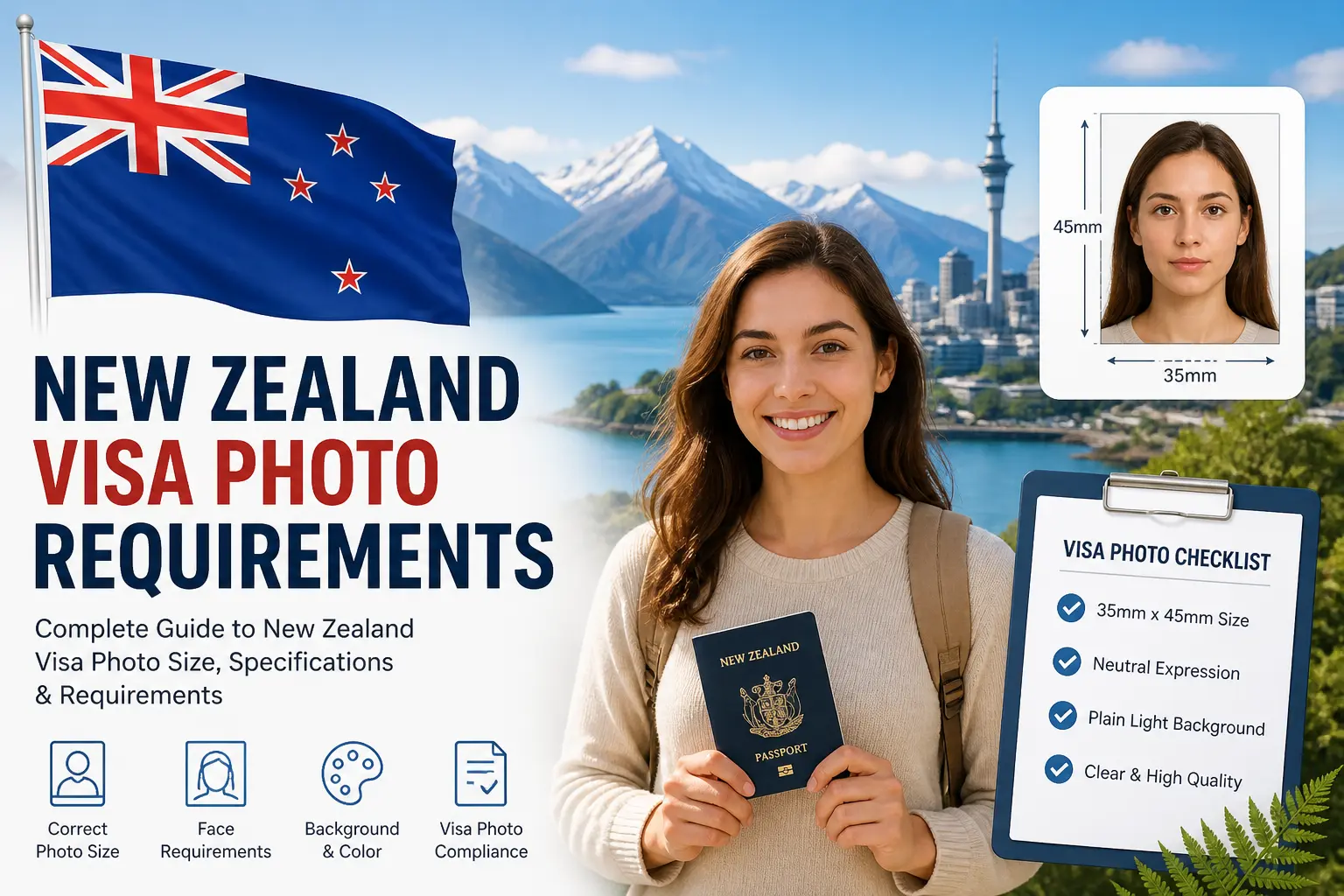 New Zealand Visa Photo Requirements 2026 — Official Size, Format & Upload Rules